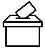 Infographic of a ballot being input into a ballot box.